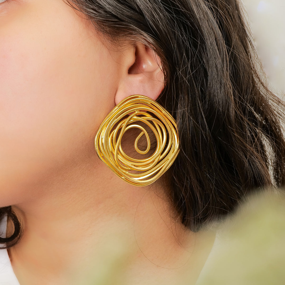 Spiral Rose Studs - Brass earrings by Nashira