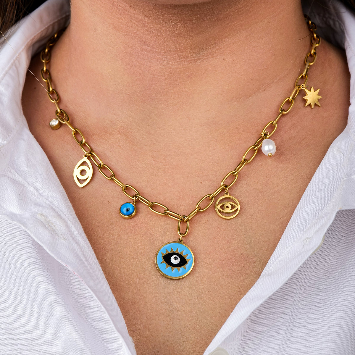 Chunky Charms Necklace - Stainless Steel necklace by Nashira