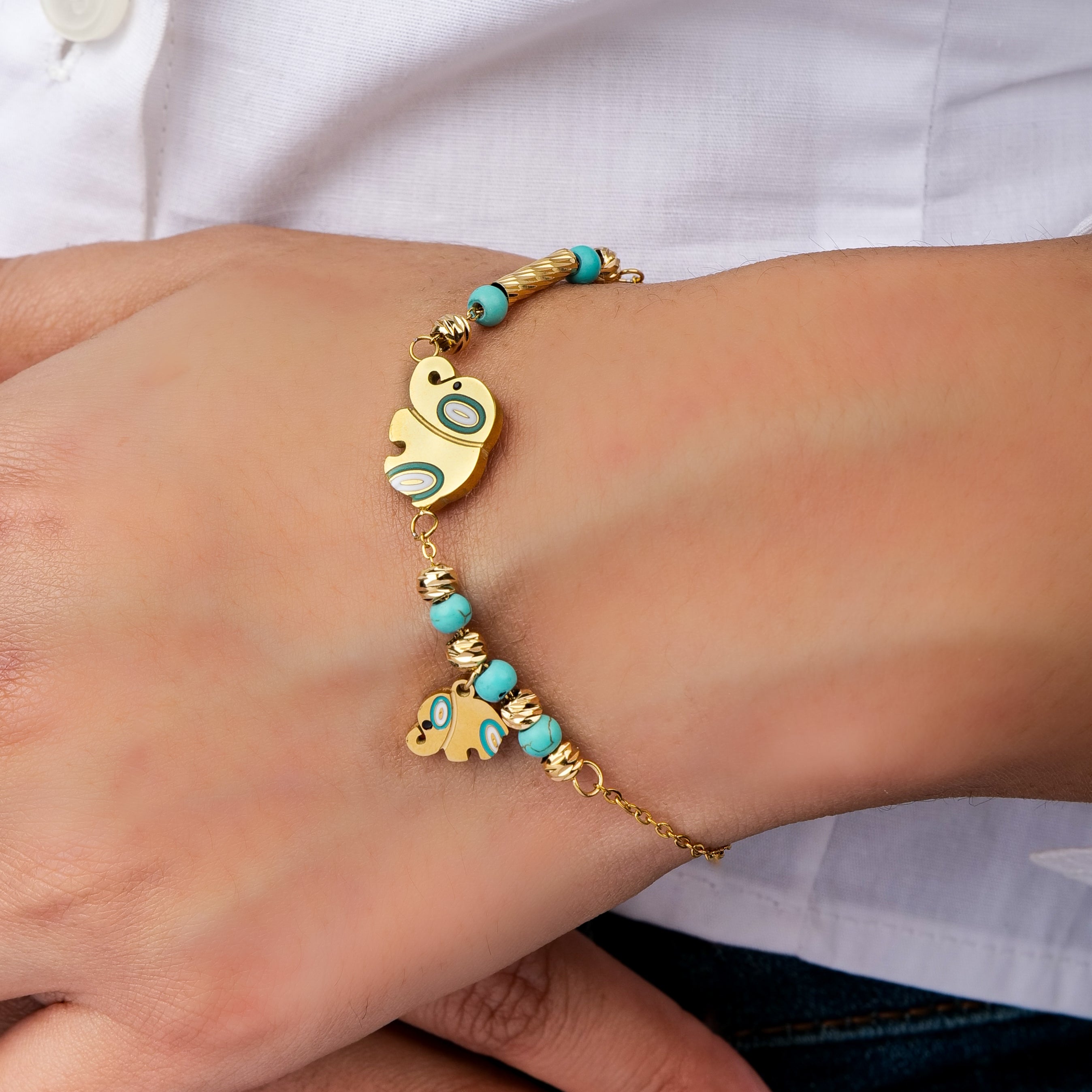 Nazar Elephant Charm Bracelet