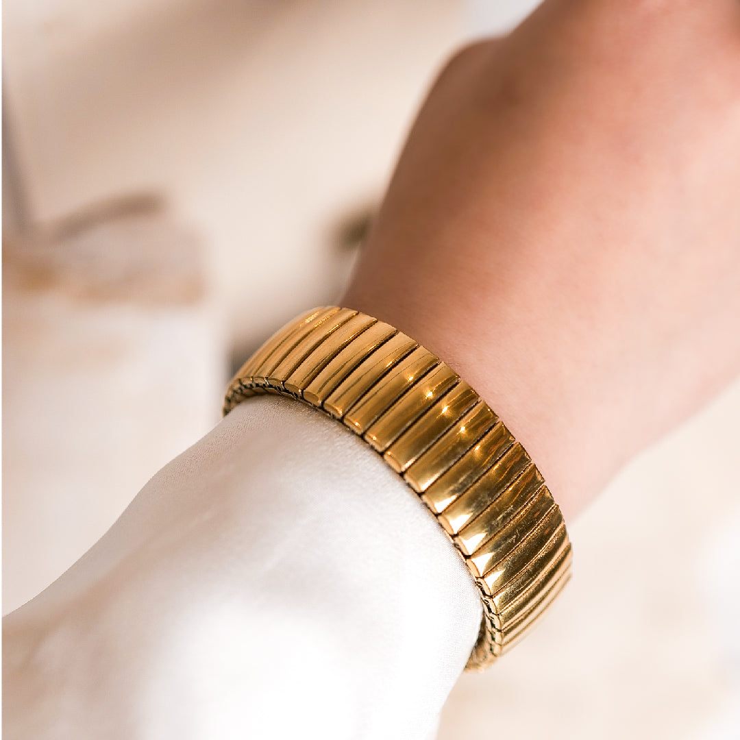 Thick Stretchable Bangle - Stainless Steel bracelet by Nashira