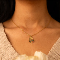 Hammered Multi Stone Heart Pendant with Chain - Stainless Steel necklace by Nashira