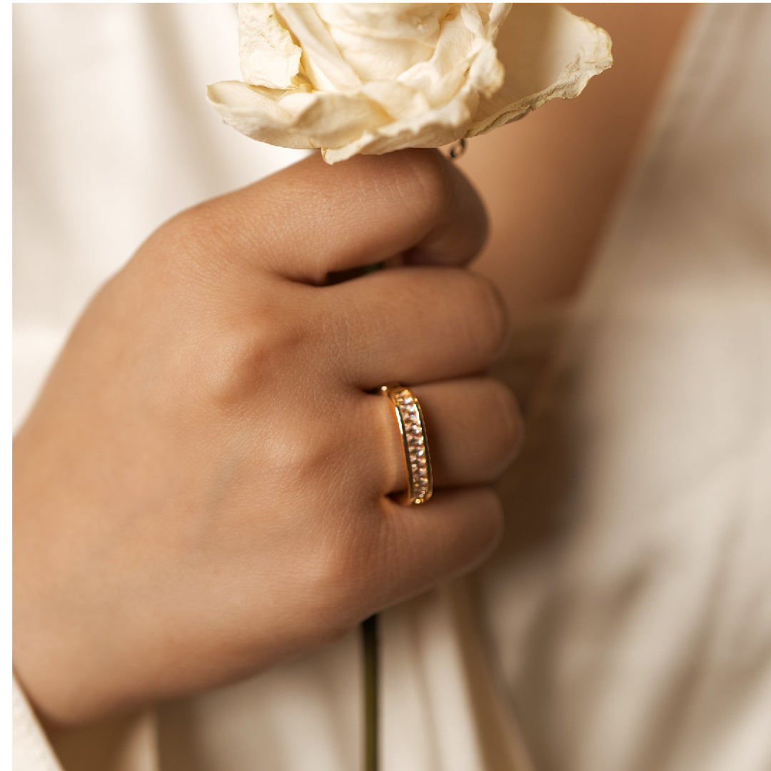 Zirconia Square Adjustable Ring ring by Nashira, shown close up