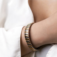 Dual Tone Stretchable Bangle - Stainless Steel bracelet by Nashira