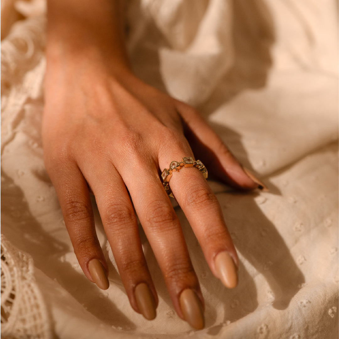 Spade & Cube Adjustable Ring ring by Nashira, shown close up